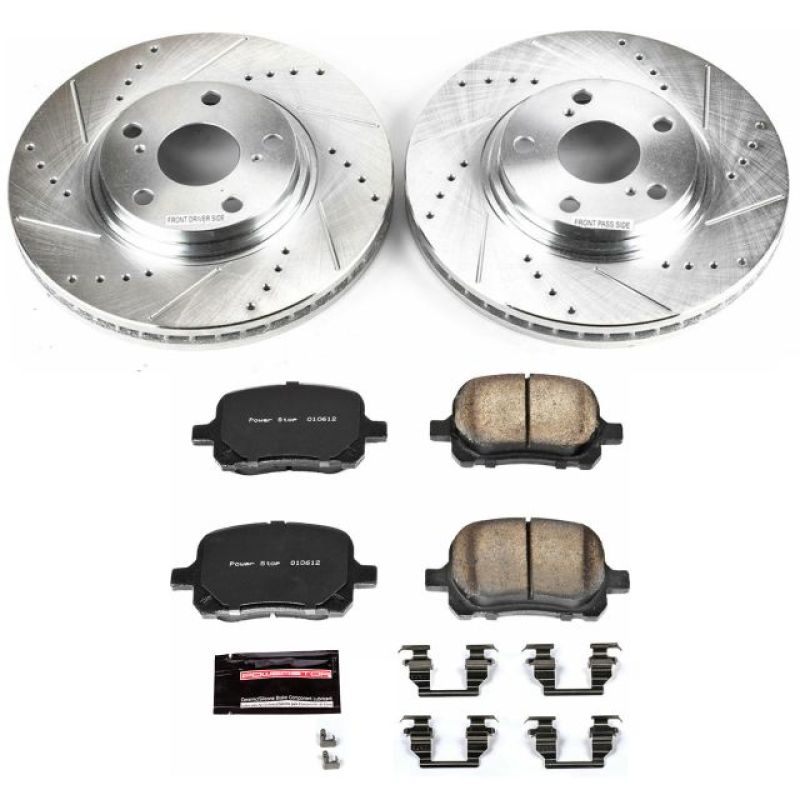 Lexus RX300 Brake Kit - Front - PowerStop - Drilled & Slotted Rotors + Carbon-Fiber Ceramic Pads - `99-`01