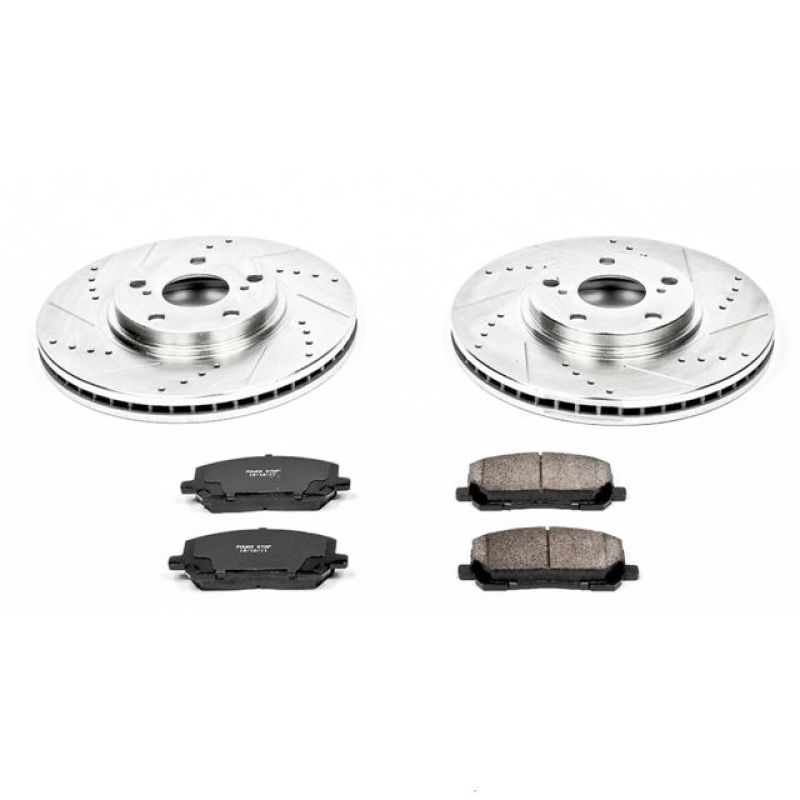 Toyota Highlander Brake Kit - Front - PowerStop - Drilled & Slotted Rotors + Carbon-Fiber Ceramic Pads - `01-`07
