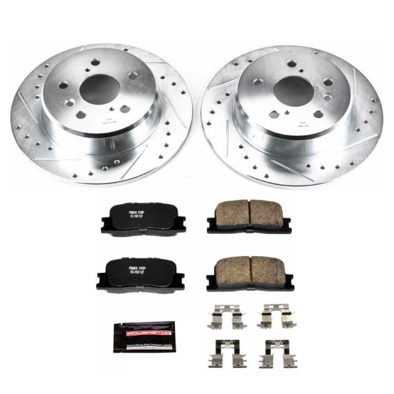 Toyota Highlander Brake Kit - Rear - PowerStop - Drilled & Slotted Rotors + Carbon-Fiber Ceramic Pads - `01-`03