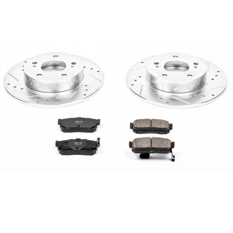 Infiniti I30 Brake Kit - Rear - PowerStop - Drilled & Slotted Rotors + Carbon-Fiber Ceramic Pads - `96-`01