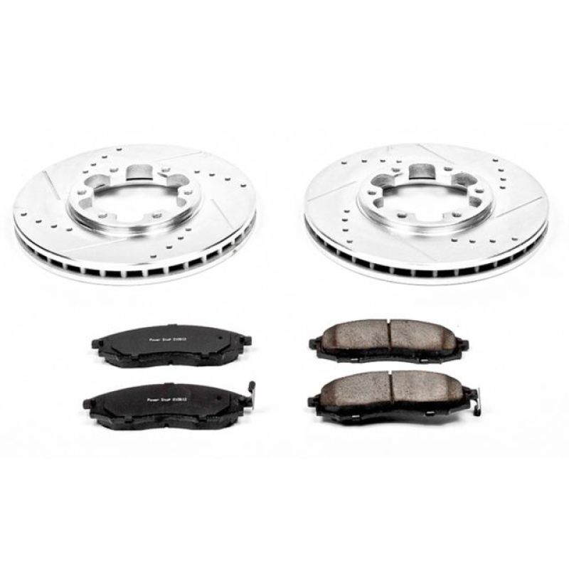 Nissan Frontier Brake Kit - Front - PowerStop - Drilled & Slotted Rotors + Carbon-Fiber Ceramic Pads - `03-`04 Nissan Frontier Brake Kit - Front - PowerStop - Drilled & Slotted Rotors + Carbon-Fiber Ceramic Pads - `03-`04