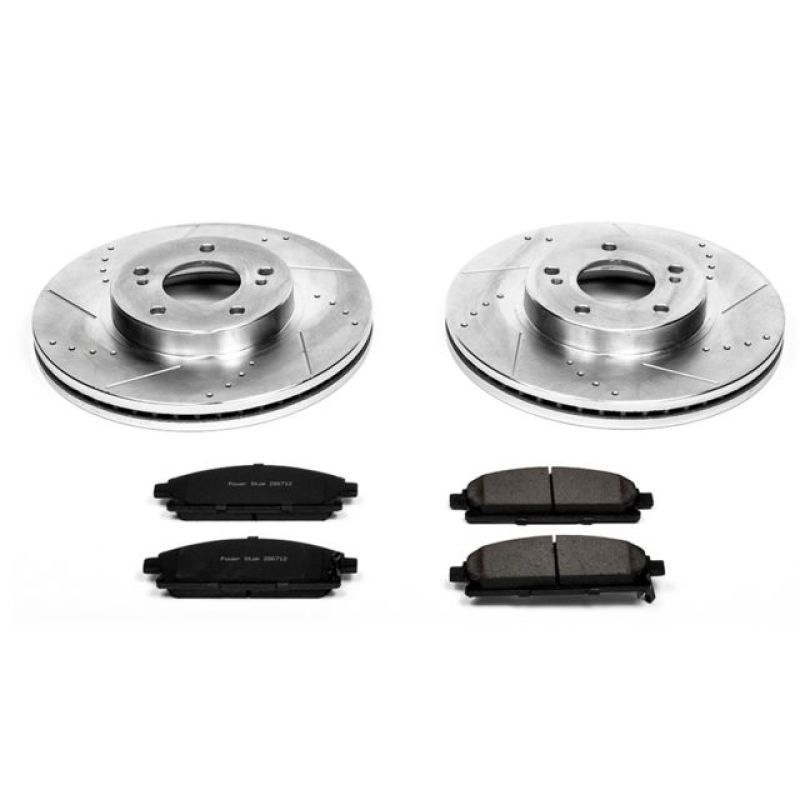 Infiniti Q45 Brake Kit - Front - PowerStop - Drilled & Slotted Rotors + Carbon-Fiber Ceramic Pads - `97-`01