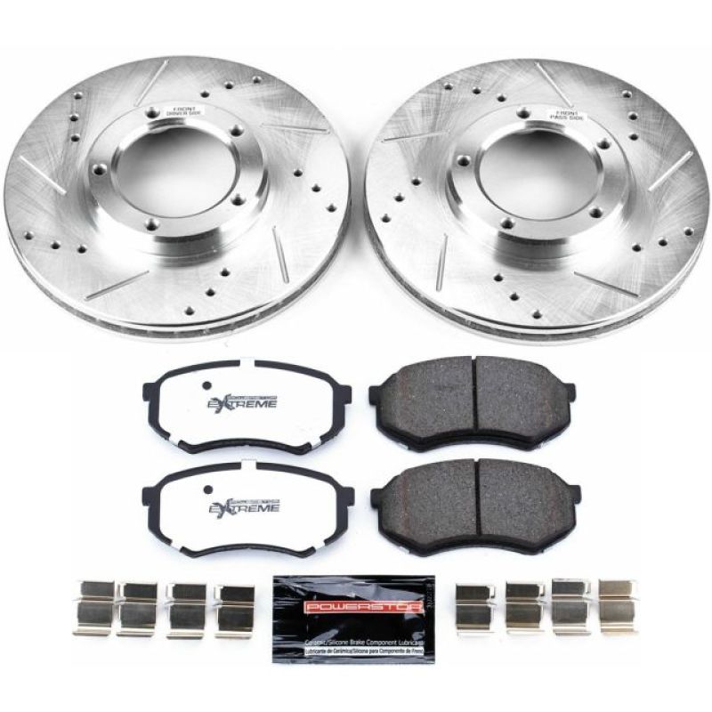 Toyota Tacoma Brake Kit - Front - PowerStop - Drilled & Slotted Rotors + Carbon-Fiber Ceramic Pads - `95-`04