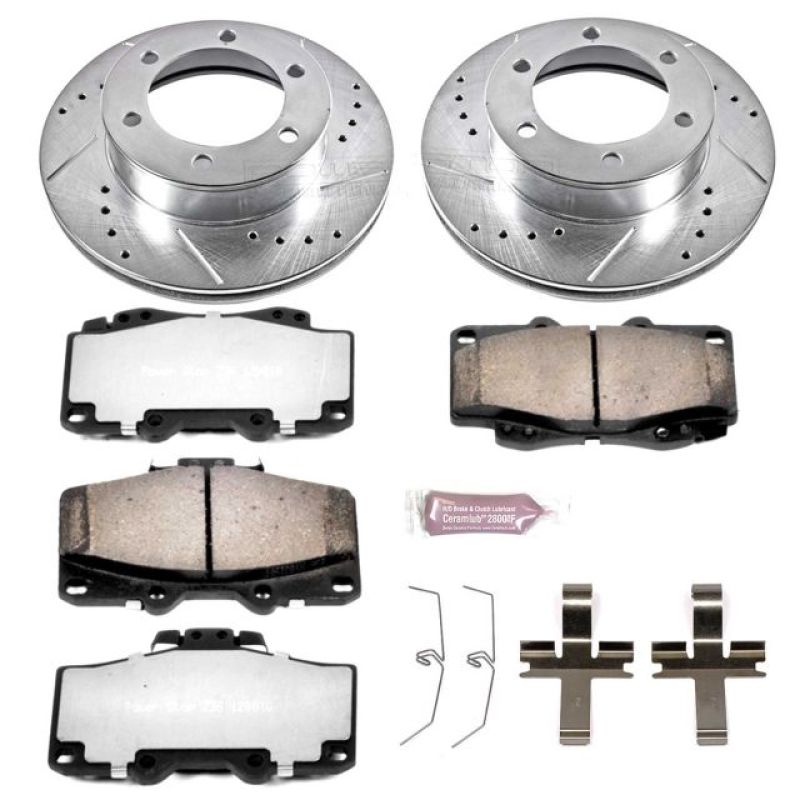 Toyota Tacoma Brake Kit - Front - PowerStop - Drilled & Slotted Rotors + Carbon-Fiber Ceramic Pads - `95-`04