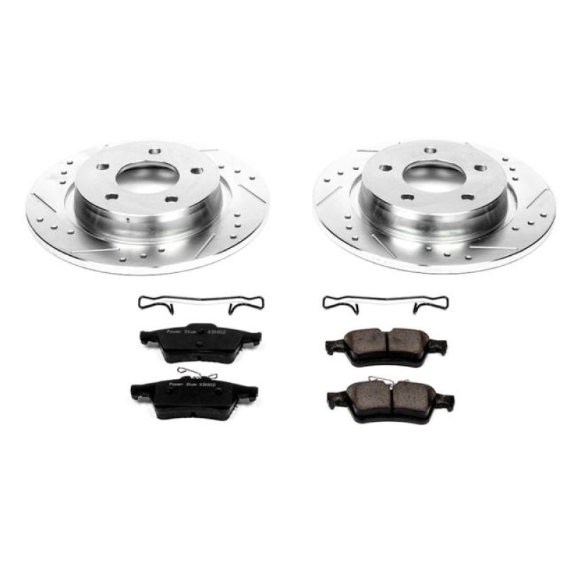 Mazda 3 Brake Kit - Rear - PowerStop - Drilled & Slotted Rotors + Carbon-Fiber Ceramic Pads - `04-`13 Mazda 3 Brake Kit - Rear - PowerStop - Drilled & Slotted Rotors + Carbon-Fiber Ceramic Pads - `04-`13