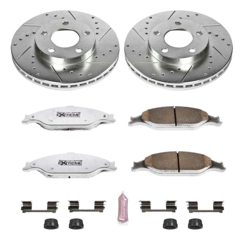 Ford Mustang Brake Kit - Front - PowerStop - Drilled & Slotted Rotors + Carbon-Fiber Ceramic Pads - `99-`04 Ford Mustang Brake Kit - Front - PowerStop - Drilled & Slotted Rotors + Carbon-Fiber Ceramic Pads - `99-`04