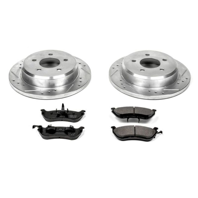 Ford Crown Victoria Brake Kit - Rear - PowerStop - Drilled & Slotted Rotors + Carbon-Fiber Ceramic Pads - `96-`02