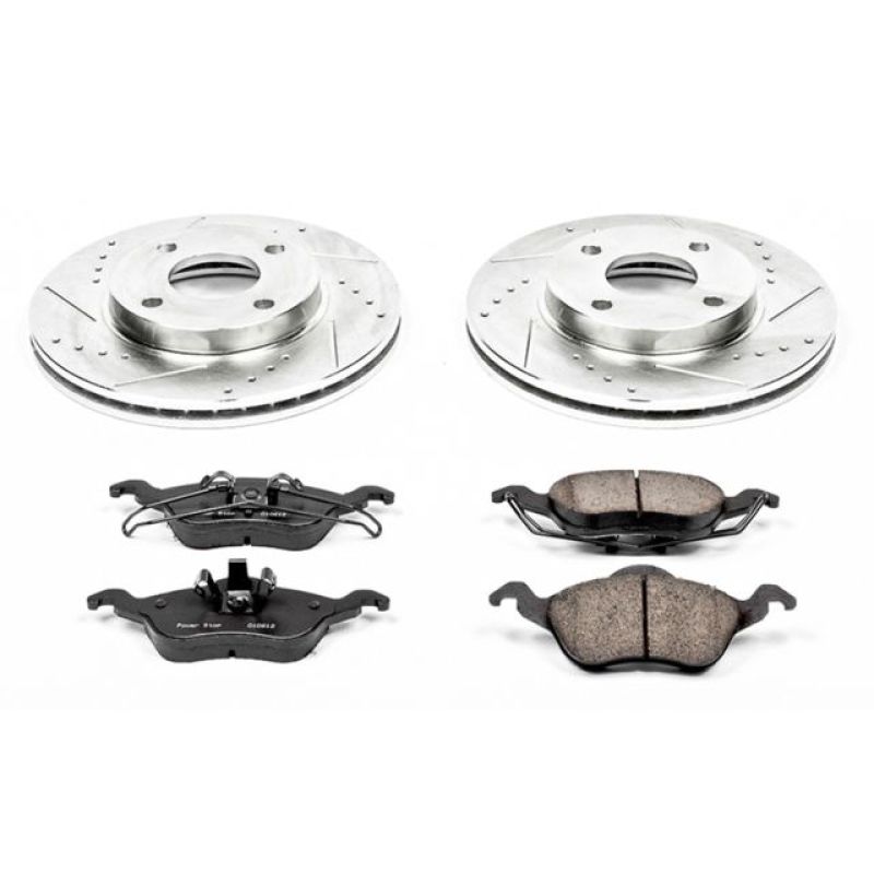 Ford Focus Brake Kit - Front - PowerStop - Drilled & Slotted Rotors + Carbon-Fiber Ceramic Pads - `00-`04 Ford Focus Brake Kit - Front - PowerStop - Drilled & Slotted Rotors + Carbon-Fiber Ceramic Pads - `00-`04