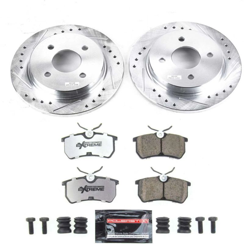 Ford Fiesta Brake Kit - Rear - PowerStop - Drilled & Slotted Rotors + Carbon-Fiber Ceramic Pads + Stainless-steel Hardware - `14-`19