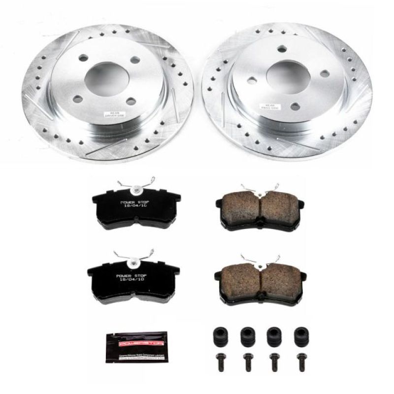 Ford Fiesta Brake Kit - Rear - PowerStop - Drilled & Slotted Rotors + Carbon-Fiber Ceramic Pads - `14-`19