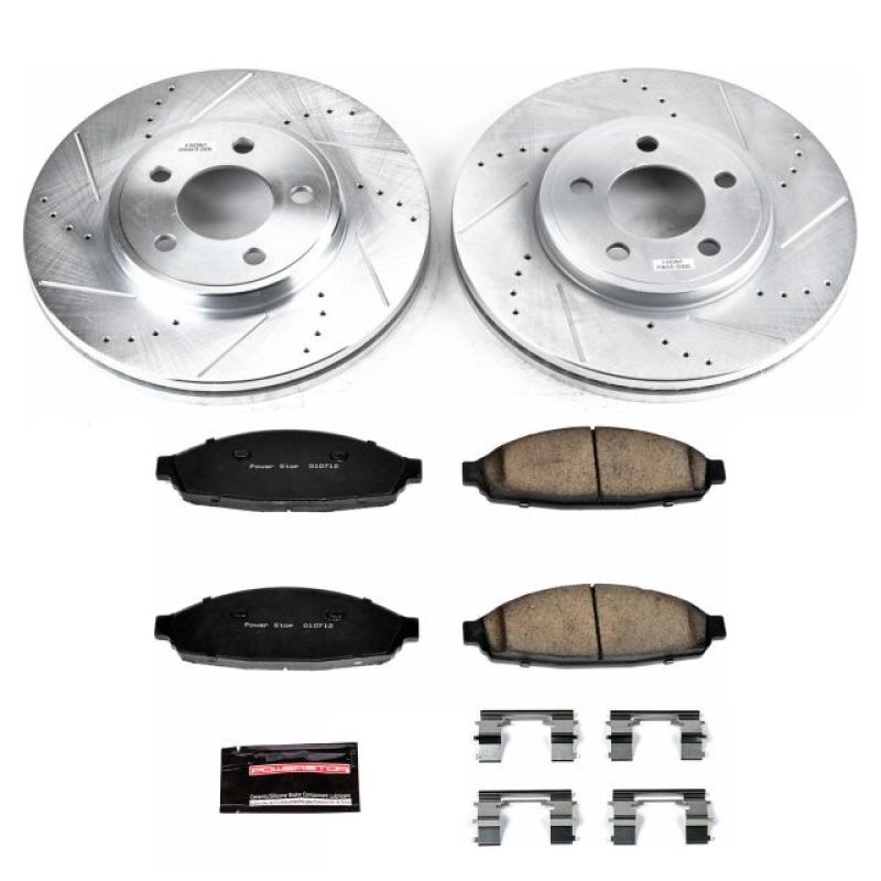 Ford Crown Victoria Brake Kit - Front - PowerStop - Drilled & Slotted Rotors + Carbon-Fiber Ceramic Pads - `03-`11
