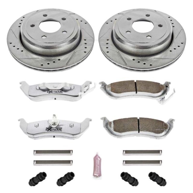 Ford Crown Victoria Brake Kit - Rear - PowerStop - Z26 Street Warrior + Drilled & Slotted Rotors + Carbon-Fiber Ceramic Pads - `03-`11