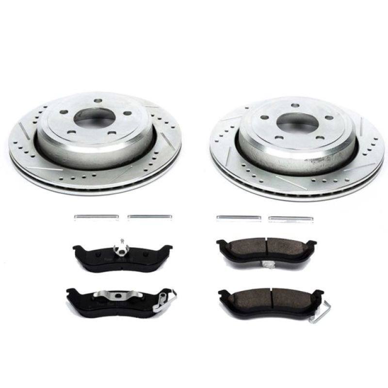Ford Crown Victoria Brake Kit - Rear - PowerStop - Drilled & Slotted Rotors + Carbon-Fiber Ceramic Pads - `03-`11