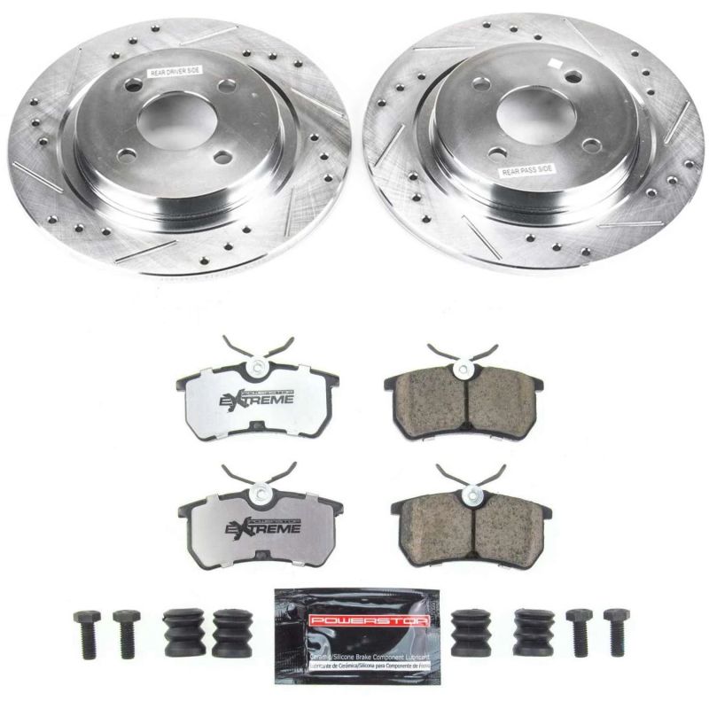 Ford Focus Brake Kit - Rear - PowerStop - Drilled & Slotted Rotors + Carbon-Fiber Ceramic Pads - `02-`04 Ford Focus Brake Kit - Rear - PowerStop - Drilled & Slotted Rotors + Carbon-Fiber Ceramic Pads - `02-`04