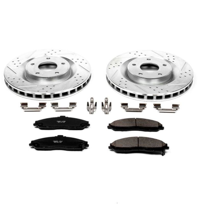 Cadillac XLR Brake Kit - Front - PowerStop - Drilled & Slotted Rotors + Carbon-Fiber Ceramic Pads - `05-`07 Cadillac XLR Brake Kit - Front - PowerStop - Drilled & Slotted Rotors + Carbon-Fiber Ceramic Pads - `05-`07
