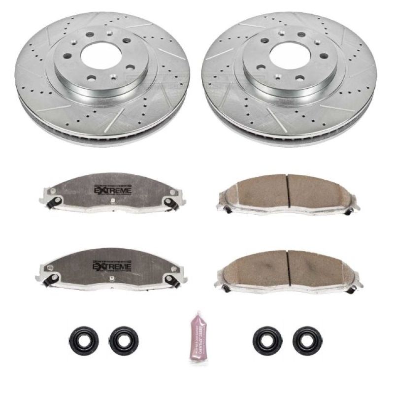 Cadillac CTS Brake Kit - Front - PowerStop - Drilled & Slotted Rotors + Carbon-Fiber Ceramic Pads - `03-`07