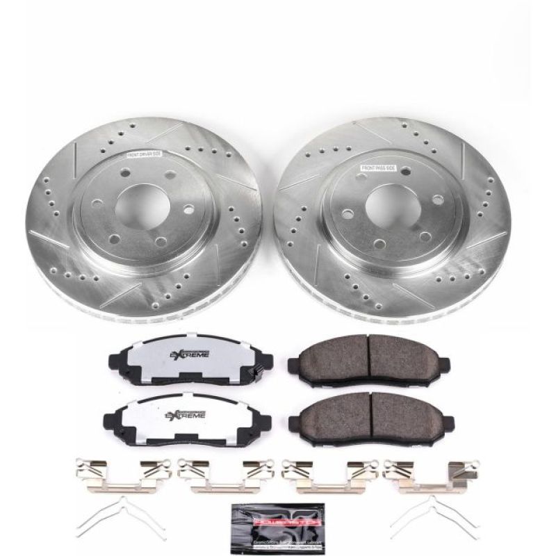 Nissan Frontier Brake Kit - Front - PowerStop - Z36 Truck & Tow + Drilled & Slotted Rotors + Carbon-Fiber Ceramic Pads - `05-`18 Nissan Frontier Brake Kit - Front - PowerStop - Z36 Truck & Tow + Drilled & Slotted Rotors + Carbon-Fiber Ceramic Pads - `05-`18
