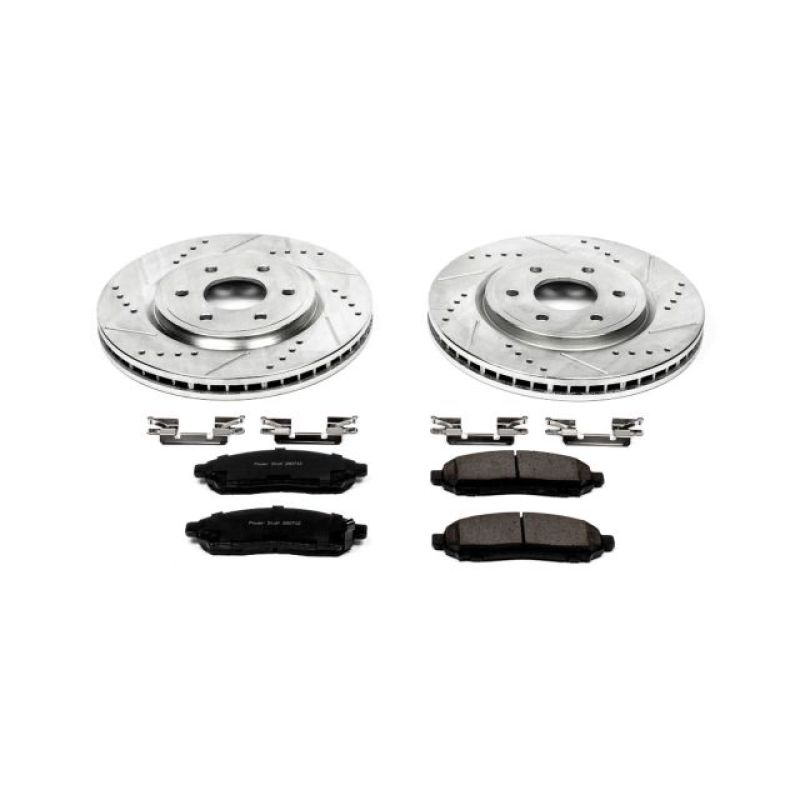 Nissan Frontier Brake Kit - Front - PowerStop - Drilled & Slotted Rotors + Carbon-Fiber Ceramic Pads - `05-`18 Nissan Frontier Brake Kit - Front - PowerStop - Drilled & Slotted Rotors + Carbon-Fiber Ceramic Pads - `05-`18
