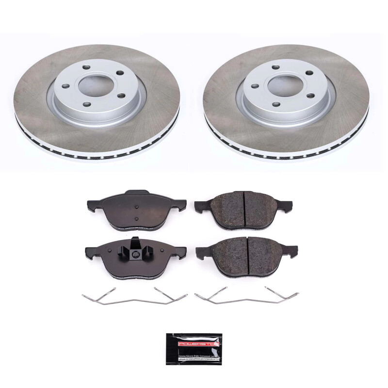 Cadillac STS Brake Kit - Front + Rear - PowerStop - Drilled & Slotted Rotors + Carbon-Fiber Ceramic Pads - `05-`08