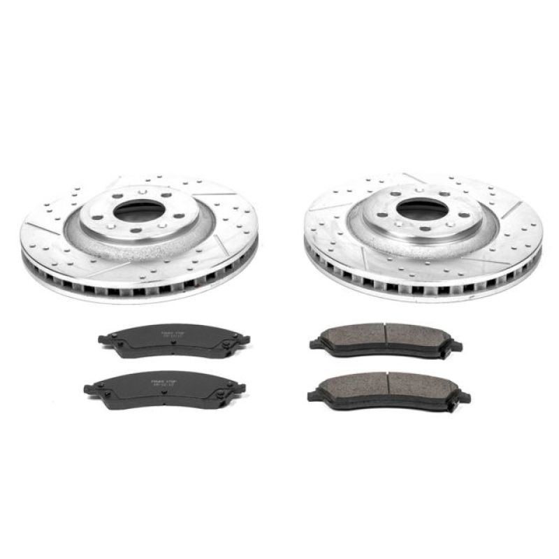Cadillac CTS Brake Kit - Front - PowerStop - Drilled & Slotted Rotors + Carbon-Fiber Ceramic Pads - `06-`07