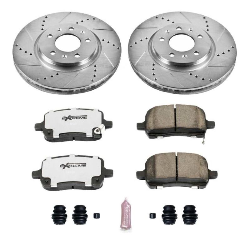 Pontiac Solstice Brake Kit - Front - PowerStop - Drilled & Slotted Rotors + Carbon-Fiber Ceramic Pads - `06-`09