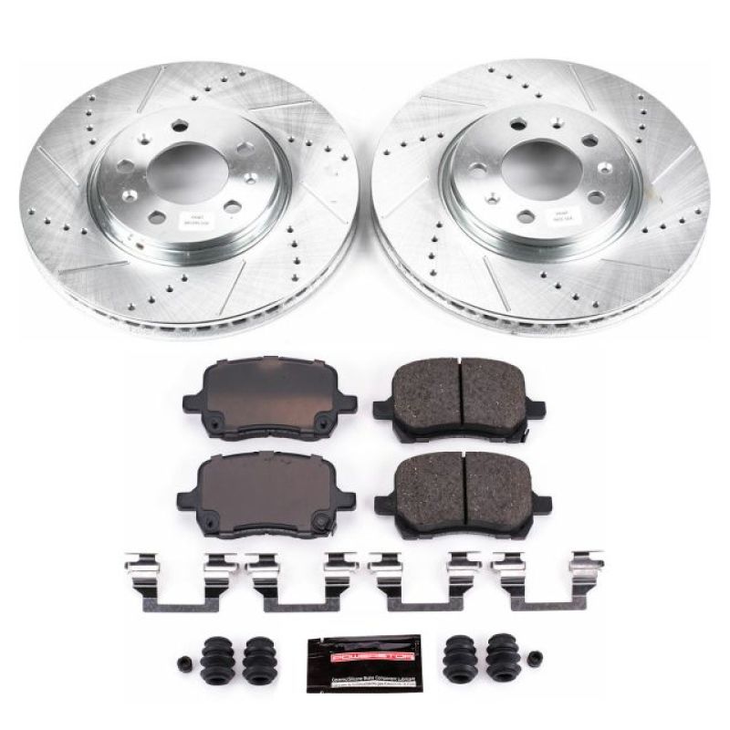 Pontiac Solstice Brake Kit - Front - PowerStop - Drilled & Slotted Rotors + Carbon-Fiber Ceramic Pads - `06-`09