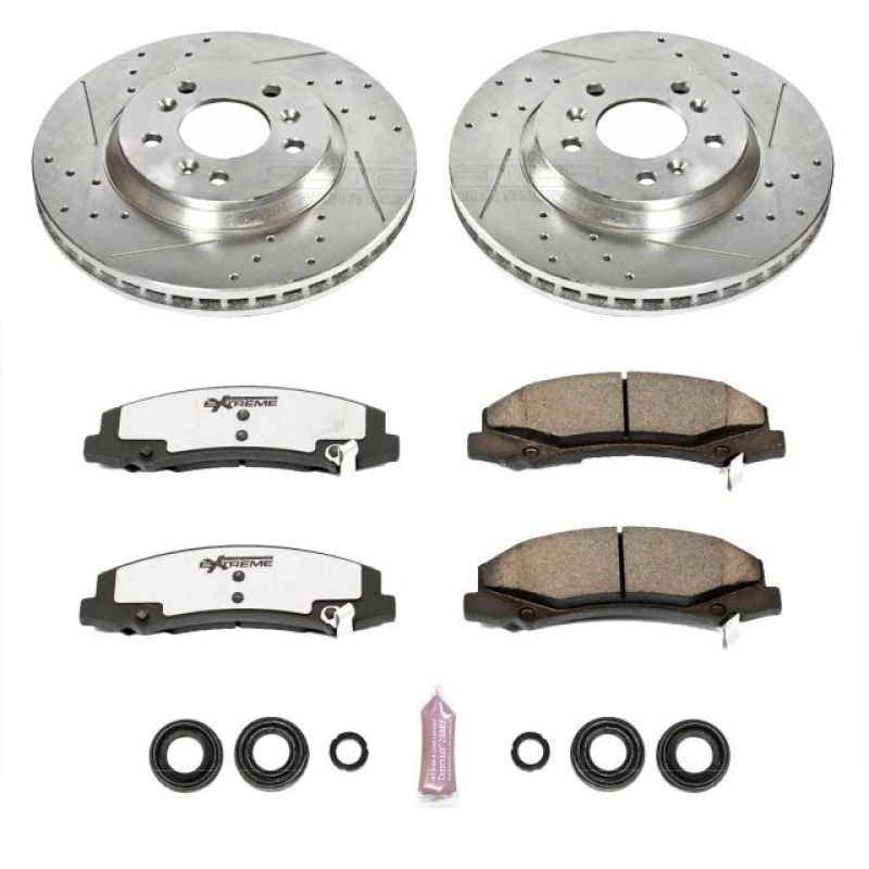 Buick Lucerne Brake Kit - Front - PowerStop - Drilled & Slotted Rotors + Carbon-Fiber Ceramic Pads - `06-`11