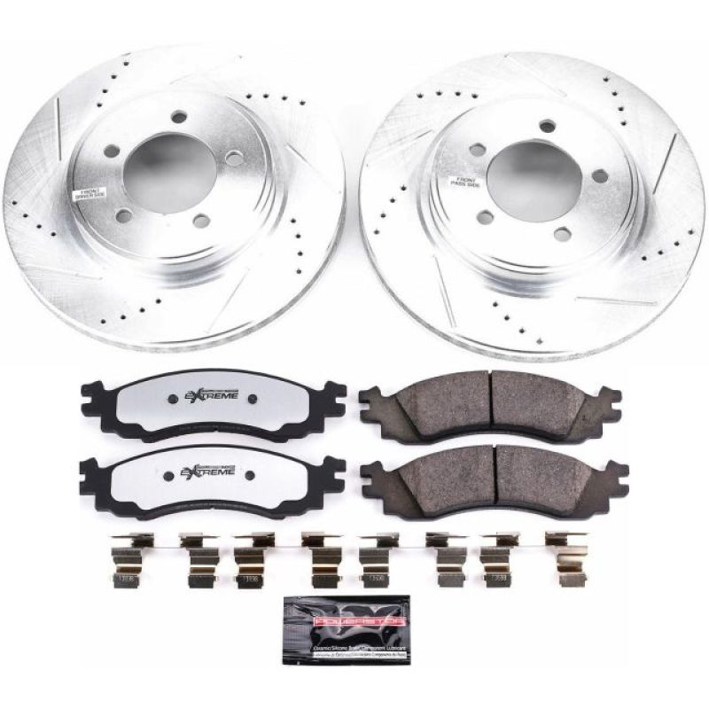 Ford Explorer Brake Kit - Front - PowerStop - Drilled & Slotted Rotors + Carbon-Fiber Ceramic Pads - `06-`10