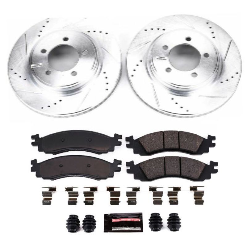 Ford Explorer Brake Kit - Front - PowerStop - Drilled & Slotted Rotors + Carbon-Fiber Ceramic Pads - `06-`10