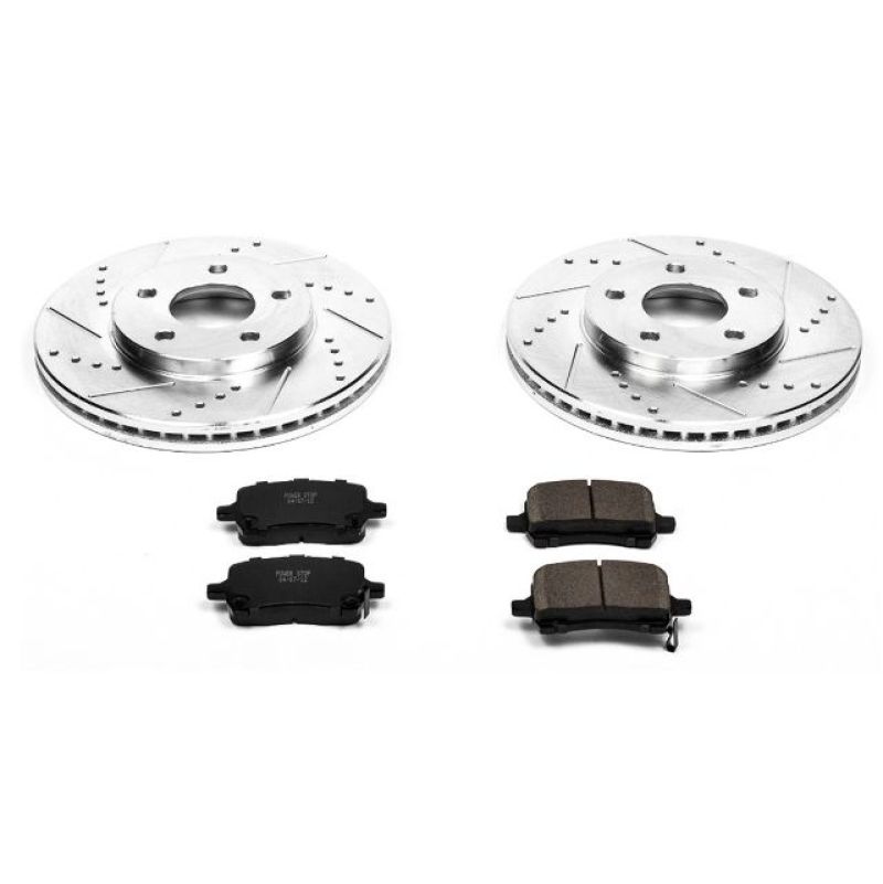 Chevrolet HHR Brake Kit - Front - PowerStop - Drilled & Slotted Rotors + Carbon-Fiber Ceramic Pads - `08-`11