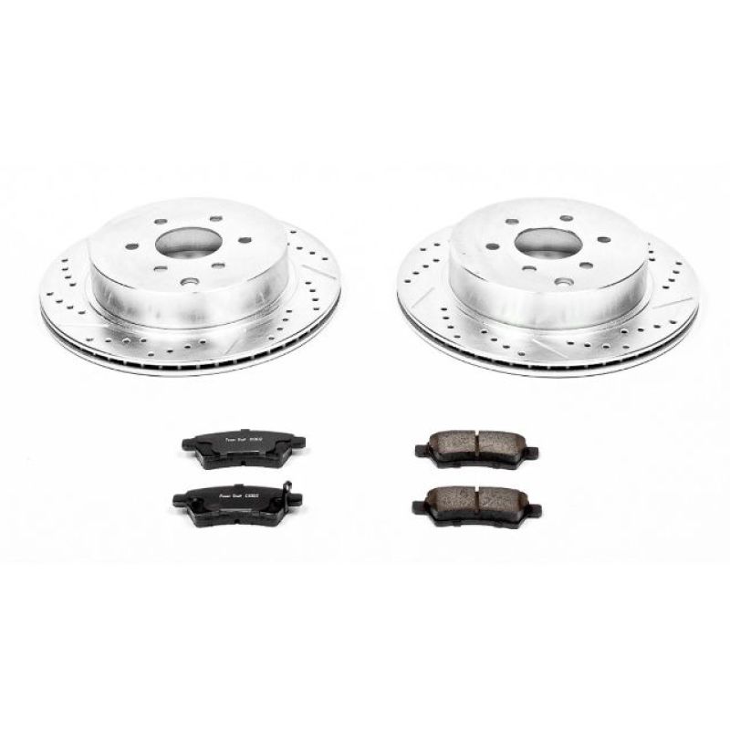 Nissan Pathfinder Brake Kit - Rear - PowerStop - Drilled & Slotted Rotors + Carbon-Fiber Ceramic Pads - `05-`12