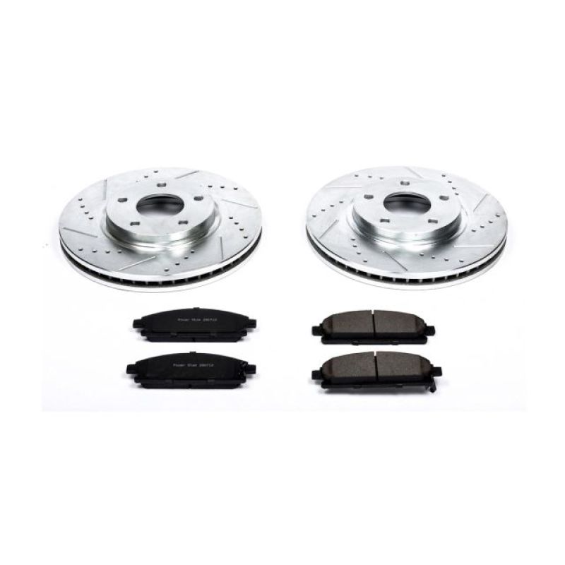 Nissan Quest Brake Kit - Front - PowerStop - Drilled & Slotted Rotors + Carbon-Fiber Ceramic Pads - `04-`09