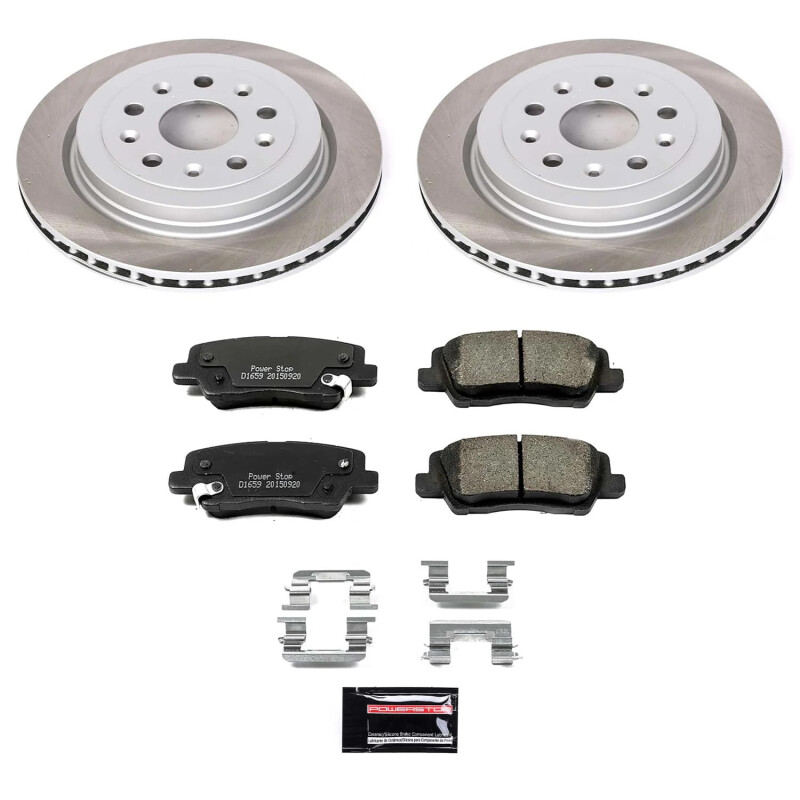 Dodge Dakota Brake Kit - Front + Rear - PowerStop - Z36 Truck & Tow, Ceramic Pads + Drilled & Slotted Rotors + Drum & Shoe Kit - `00-`02