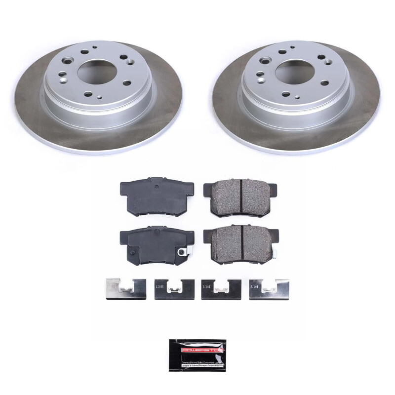 Toyota Corolla Brake Kit - Front + Rear - PowerStop - Drilled & Slotted Rotors + Carbon-Fiber Ceramic Pads - `03-`08