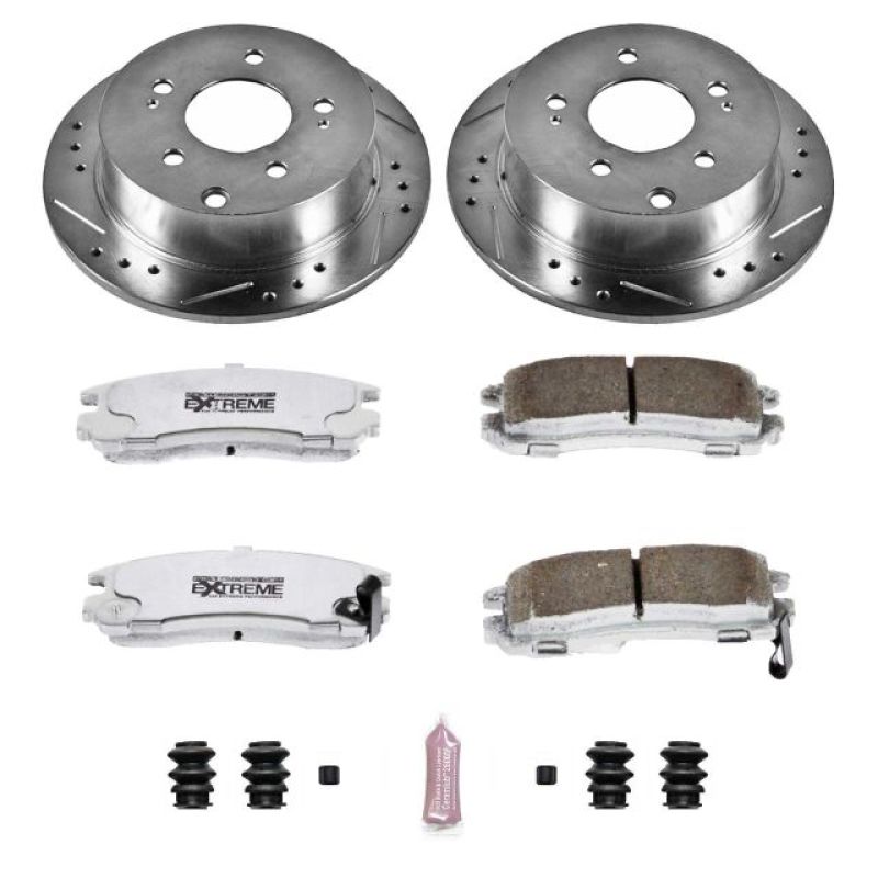 Mitsubishi Eclipse Brake Kit - Rear - PowerStop - Drilled & Slotted Rotors + Carbon-Fiber Ceramic Pads - `06-`12 Mitsubishi Eclipse Brake Kit - Rear - PowerStop - Drilled & Slotted Rotors + Carbon-Fiber Ceramic Pads - `06-`12