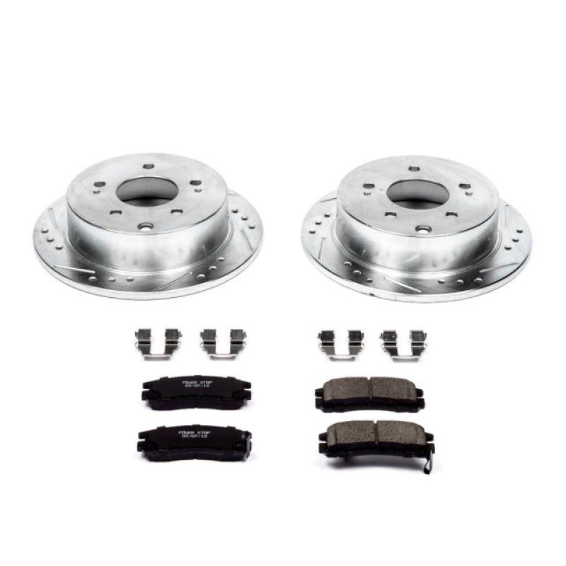 Mitsubishi Eclipse Brake Kit - Rear - PowerStop - Drilled & Slotted Rotors + Carbon-Fiber Ceramic Pads - `06-`12 Mitsubishi Eclipse Brake Kit - Rear - PowerStop - Drilled & Slotted Rotors + Carbon-Fiber Ceramic Pads - `06-`12