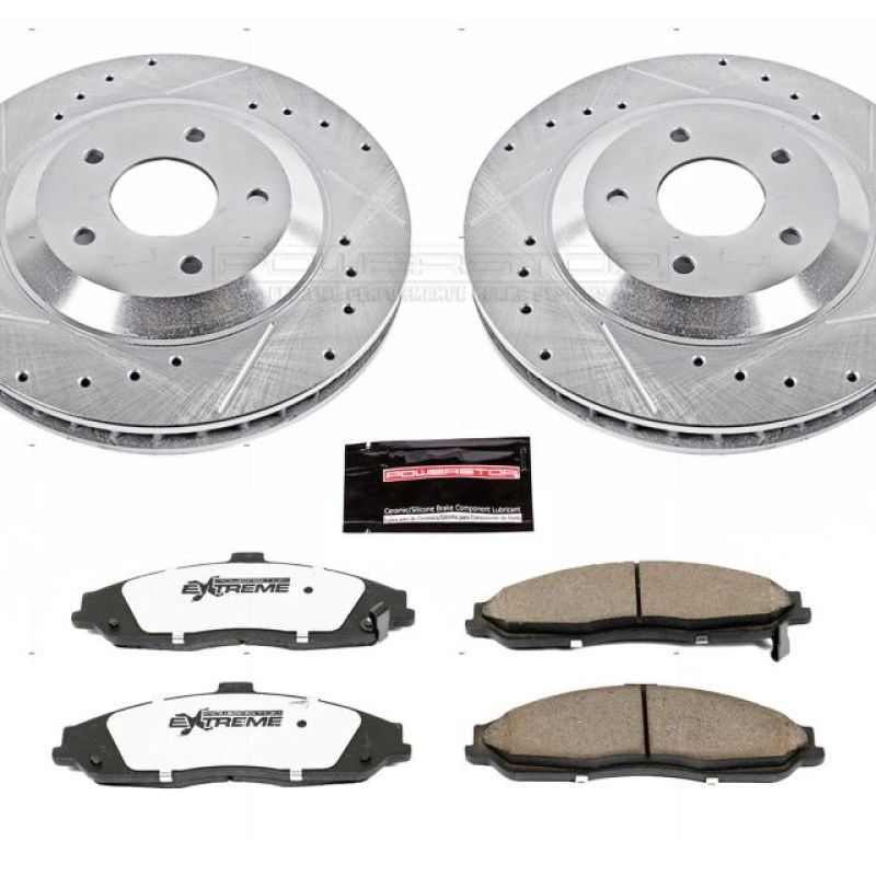 Chevrolet Corvette Brake Kit - Front - PowerStop - Drilled & Slotted Rotors + Carbon-Fiber Ceramic Pads - `97-`04 Chevrolet Corvette Brake Kit - Front - PowerStop - Drilled & Slotted Rotors + Carbon-Fiber Ceramic Pads - `97-`04