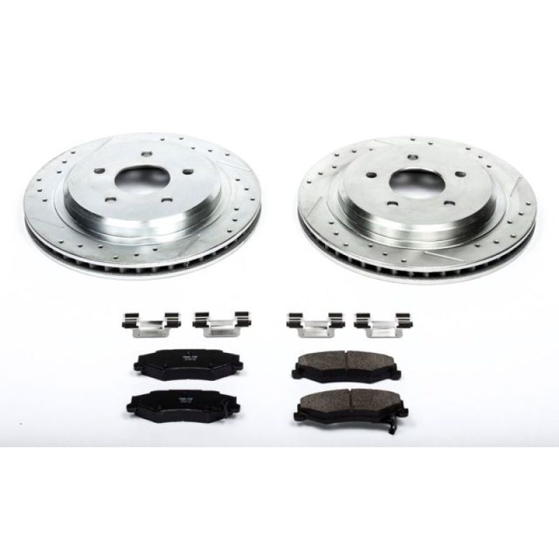 Cadillac XLR Brake Kit - Rear - PowerStop - Drilled & Slotted Rotors + Carbon-Fiber Ceramic Pads - `04-`09 Cadillac XLR Brake Kit - Rear - PowerStop - Drilled & Slotted Rotors + Carbon-Fiber Ceramic Pads - `04-`09