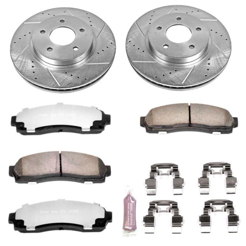 Chevrolet Equinox Brake Kit - Front - PowerStop - Z36 Truck & Tow + Drilled & Slotted Rotors + Carbon-Fiber Ceramic Pads - `05-`06