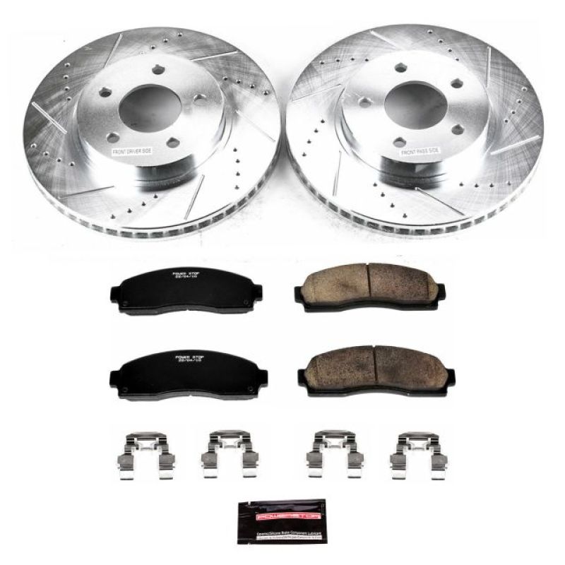 Chevrolet Equinox Brake Kit - Front - PowerStop - Drilled & Slotted Rotors + Carbon-Fiber Ceramic Pads - `05-`06