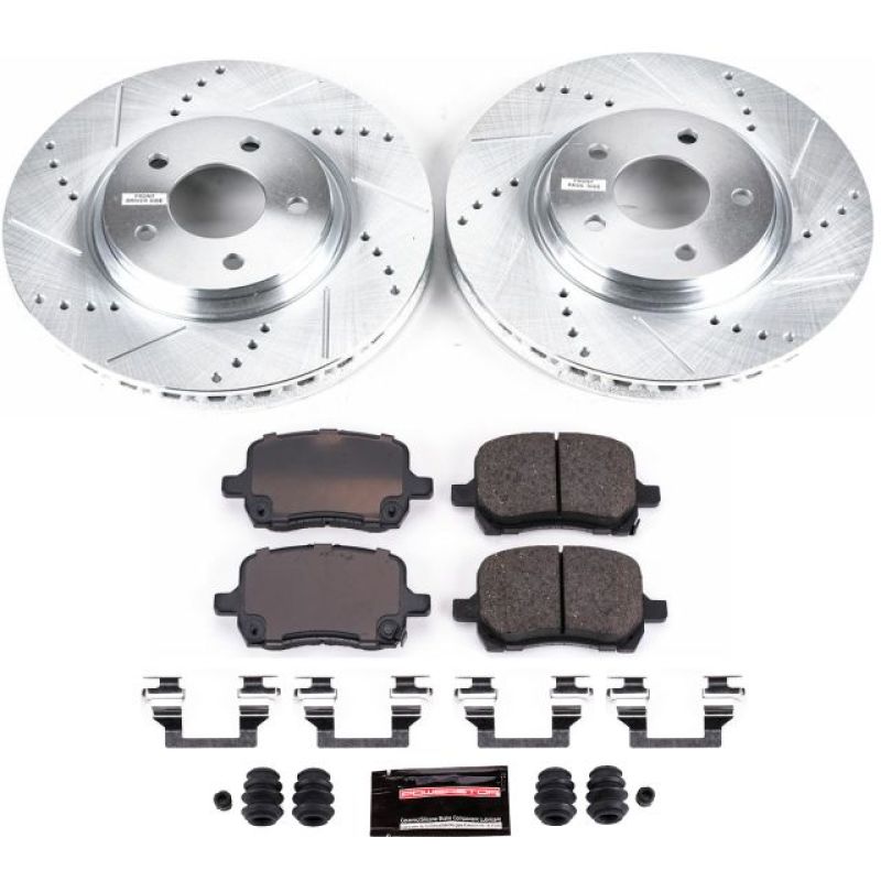 Chevrolet Cobalt Brake Kit - Front - PowerStop - Drilled & Slotted Rotors + Carbon-Fiber Ceramic Pads - `05-`06
