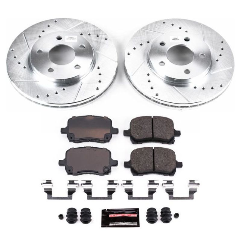 Chevrolet Malibu Brake Kit - Front - PowerStop - Drilled & Slotted Rotors + Carbon-Fiber Ceramic Pads - `04-`08
