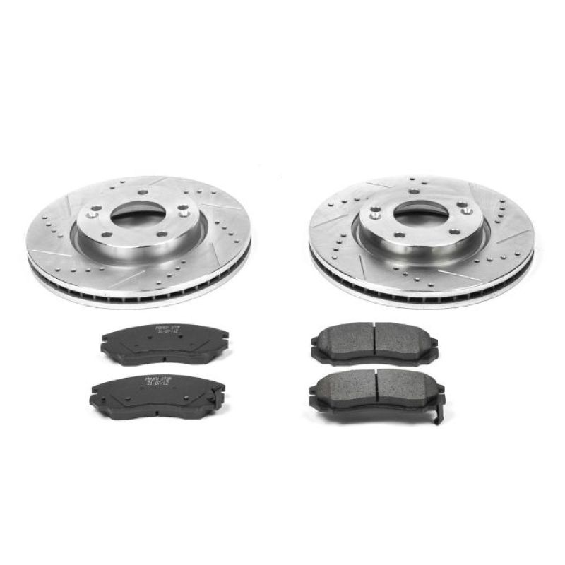 Hyundai Tiburon Brake Kit - Front - PowerStop - Drilled & Slotted Rotors + Carbon-Fiber Ceramic Pads - `04-`06