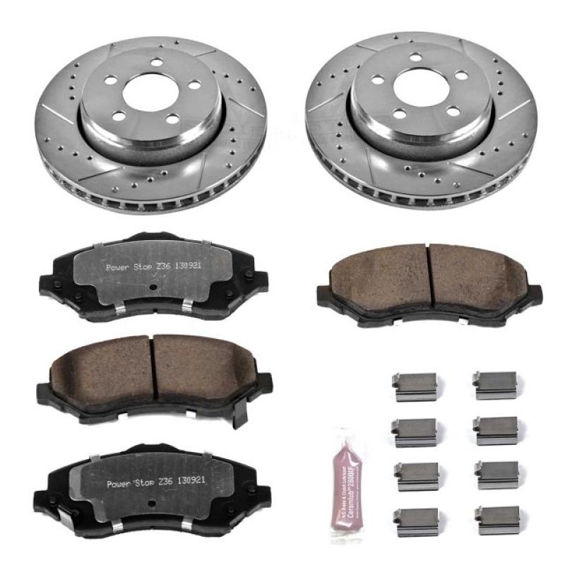 Dodge Nitro Brake Kit - Front - PowerStop - Z36 Truck & Tow with Drilled & Slotted Rotors + Carbon-Fiber Ceramic Pads - `07-`11