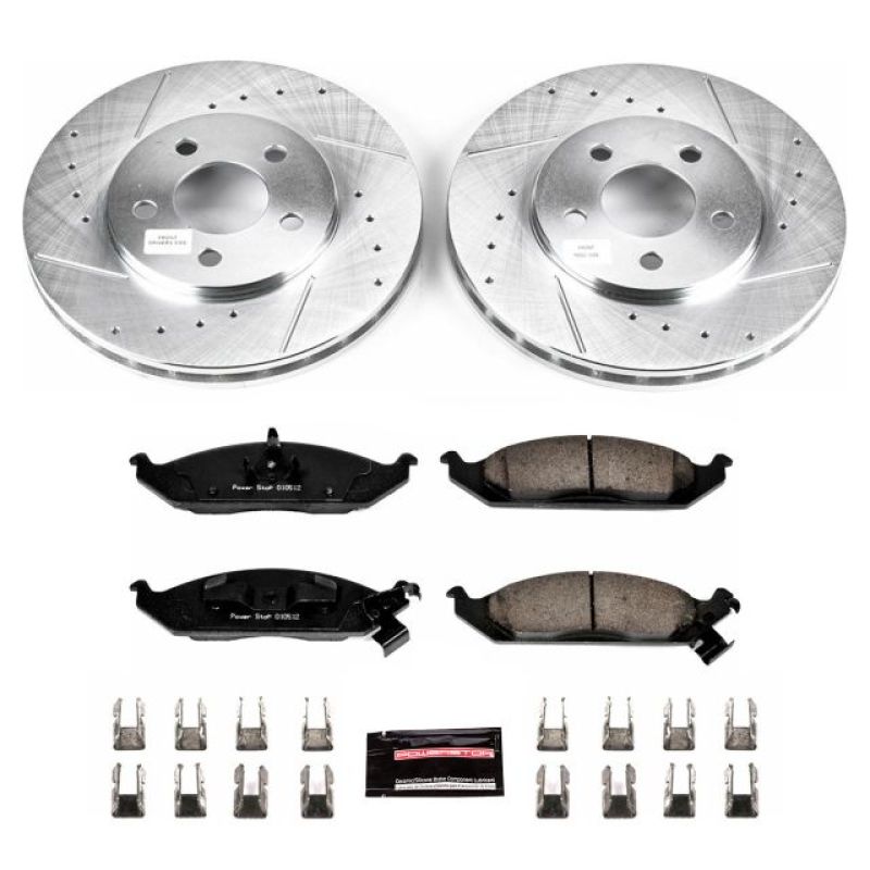 Chrysler Cirrus Brake Kit - Front - PowerStop - Drilled & Slotted Rotors + Carbon-Fiber Ceramic Pads - `95-`00