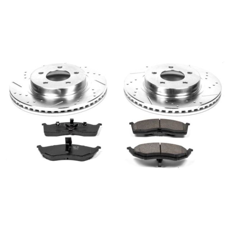 Chrysler Concorde Brake Kit - Front - PowerStop - Drilled & Slotted Rotors + Carbon-Fiber Ceramic Pads - `98-`04