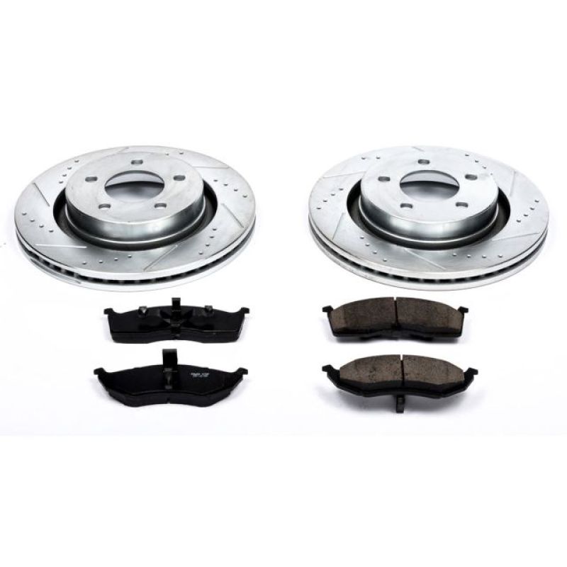 Chrysler LHS Brake Kit - Front - PowerStop - Drilled & Slotted Rotors + Carbon-Fiber Ceramic Pads - 2001