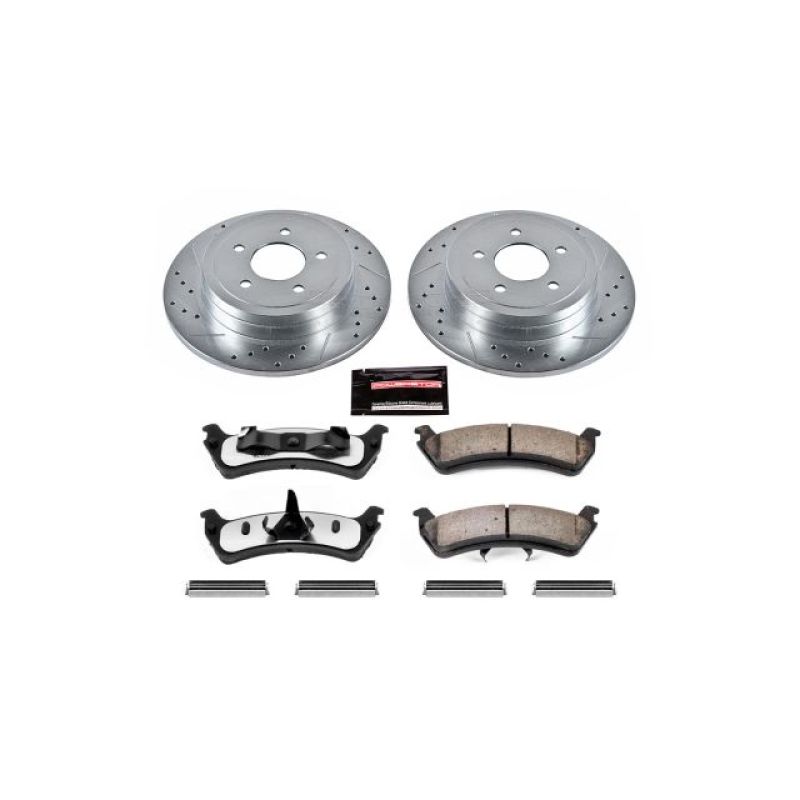 Ford Explorer Sport Brake Kit - Rear - PowerStop - Drilled & Slotted Rotors + Carbon-Fiber Ceramic Pads - 2003