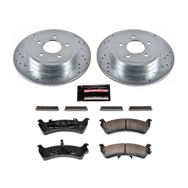 Ford Explorer Sport Brake Kit - Rear - PowerStop - Drilled & Slotted Rotors + Carbon-Fiber Ceramic Pads - 2003