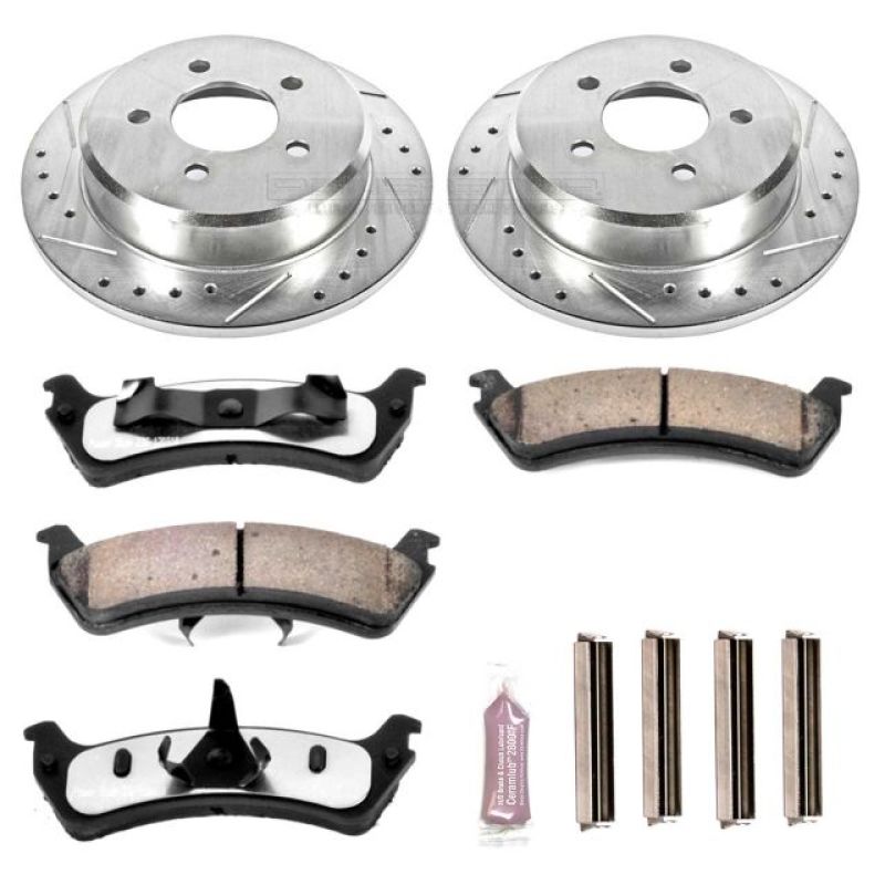 Ford Explorer Brake Kit - Rear - PowerStop - Drilled & Slotted Rotors + Carbon-Fiber Ceramic Pads - `95-`01